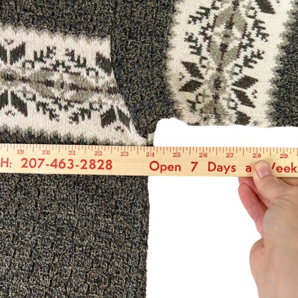 Alps Mens Vintage Gray Crewneck Sweater Nordic‎ Fair Isle Pattern Size L Made in - Picture 5 of 6
